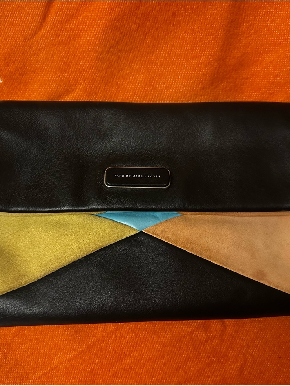 Marc by Marc Jacobs Black Colorblock fold over Leather Clutch